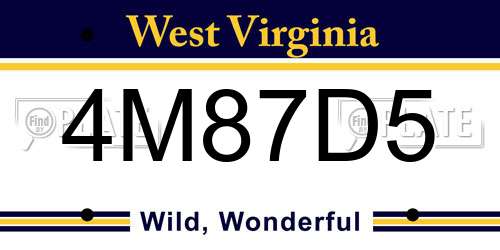 4M87D5 West Virginia License Plate