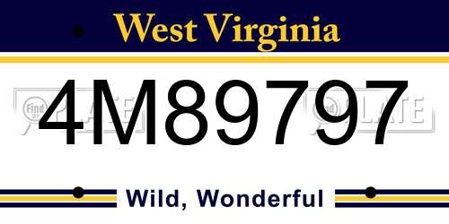 4M89797 West Virginia License Plate