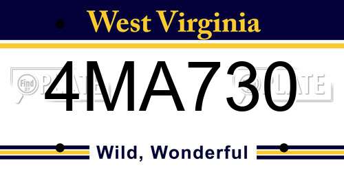 4MA730 West Virginia License Plate