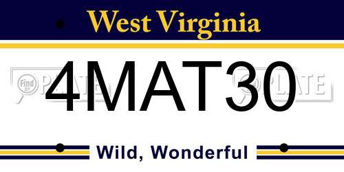 4MAT30 West Virginia License Plate