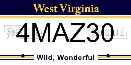 4MAZ30 West Virginia License Plate