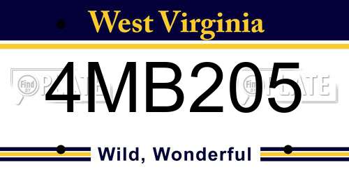 4MB205 West Virginia License Plate
