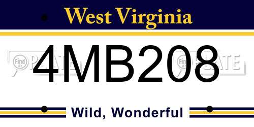 4MB208 West Virginia License Plate