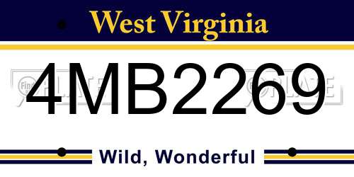 4MB2269 West Virginia License Plate