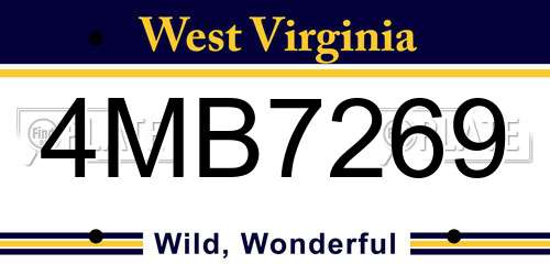 4MB7269 West Virginia License Plate