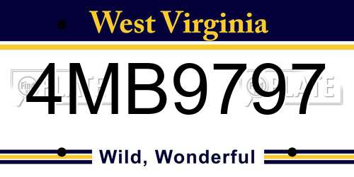 4MB9797 West Virginia License Plate
