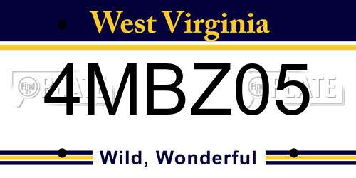4MBZ05 West Virginia License Plate