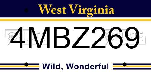 4MBZ269 West Virginia License Plate