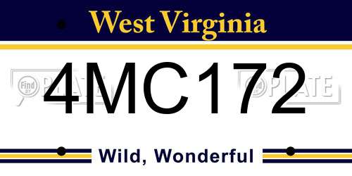 4MC172 West Virginia License Plate