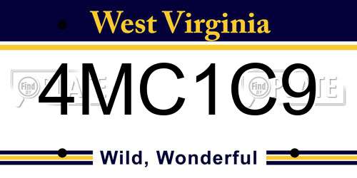 4MC1C9 West Virginia License Plate