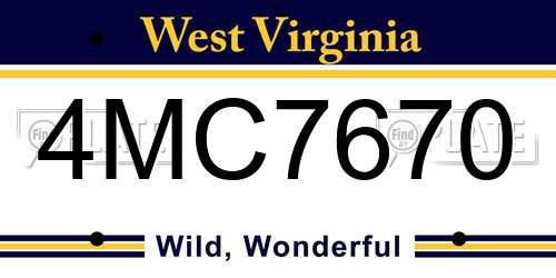4MC7670 West Virginia License Plate