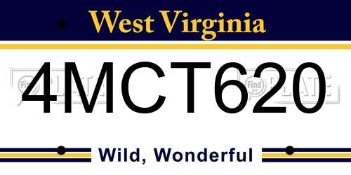 4MCT620 West Virginia License Plate