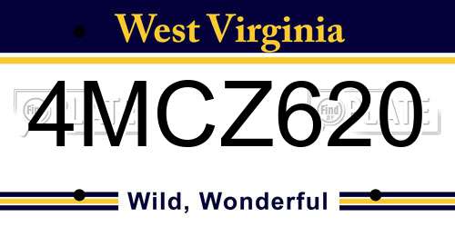 4MCZ620 West Virginia License Plate