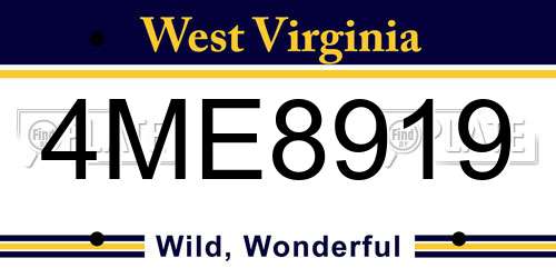 4ME8919 West Virginia License Plate