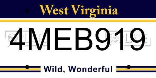 4MEB919 West Virginia License Plate