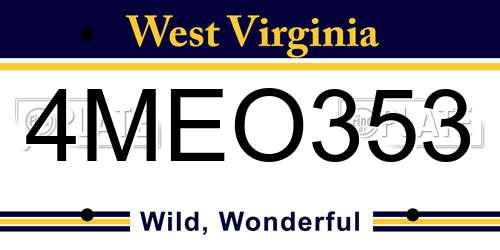 4MEO353 West Virginia License Plate