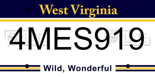 4MES919 West Virginia License Plate
