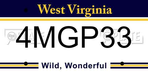 4MGP33 West Virginia License Plate