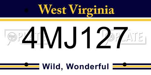 4MJ127 West Virginia License Plate