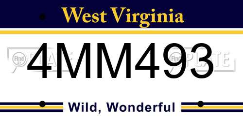 4MM493 West Virginia License Plate