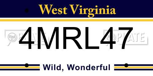 4MRL47 West Virginia License Plate