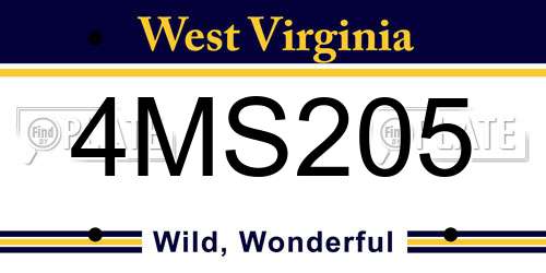 4MS205 West Virginia License Plate