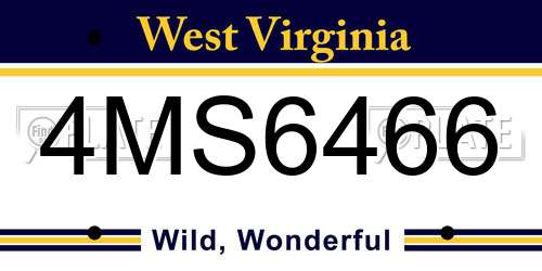 4MS6466 West Virginia License Plate