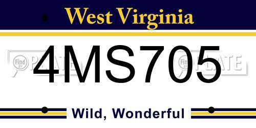 4MS705 West Virginia License Plate