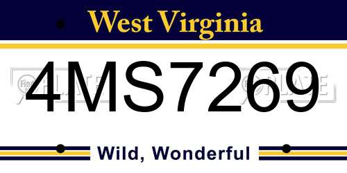 4MS7269 West Virginia License Plate