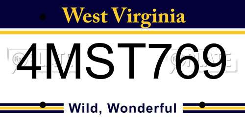 4MST769 West Virginia License Plate
