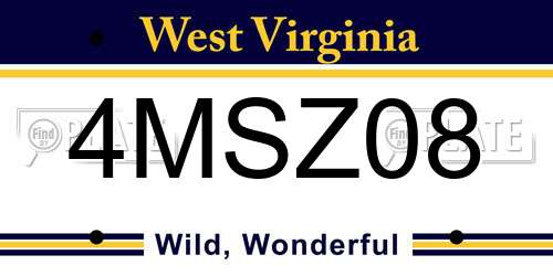 4MSZ08 West Virginia License Plate