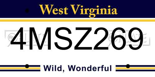 4MSZ269 West Virginia License Plate