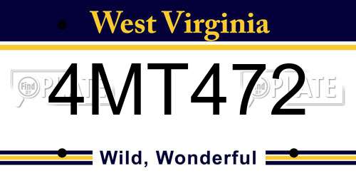 4MT472 West Virginia License Plate