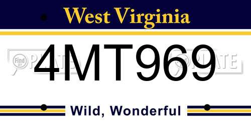 4MT969 West Virginia License Plate