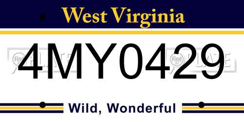 4MY0429 West Virginia License Plate