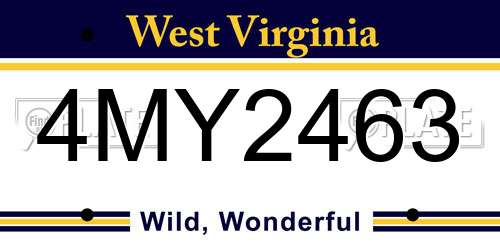 4MY2463 West Virginia License Plate