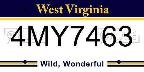 4MY7463 West Virginia License Plate