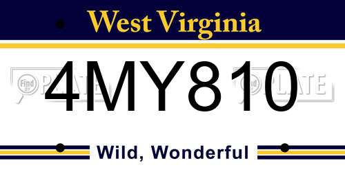 4MY810 West Virginia License Plate