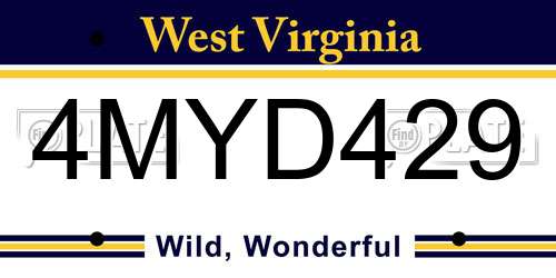 4MYD429 West Virginia License Plate