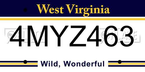 4MYZ463 West Virginia License Plate