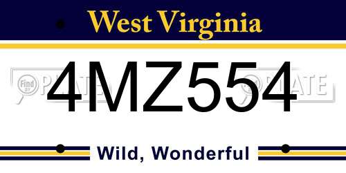 4MZ554 West Virginia License Plate