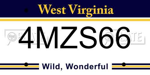 4MZS66 West Virginia License Plate