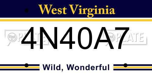 4N40A7 West Virginia License Plate
