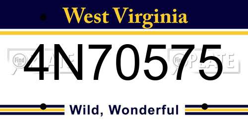 4N70575 West Virginia License Plate