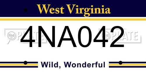 4NA042 West Virginia License Plate
