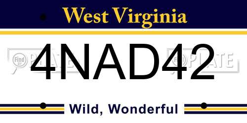 4NAD42 West Virginia License Plate