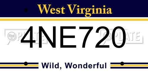 4NE720 West Virginia License Plate