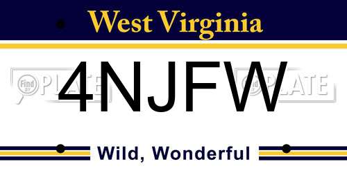 4NJFW West Virginia License Plate
