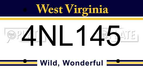 4NL145 West Virginia License Plate
