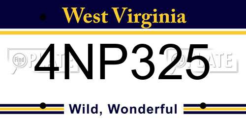 4NP325 West Virginia License Plate